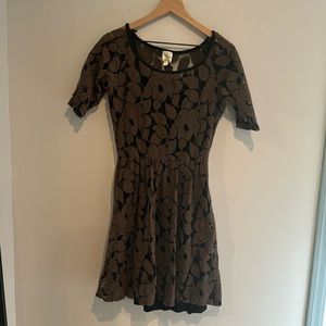Brown velvet cutout Anthropologie dress